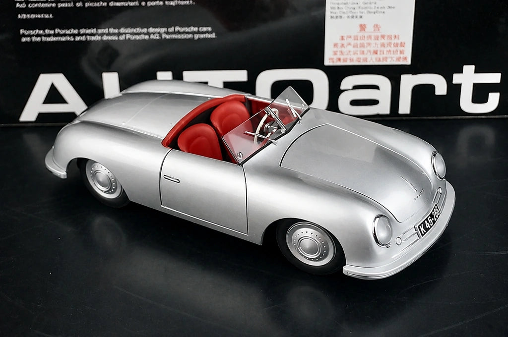 [AutoArt] 1:18 Porsche 1948 356 Nr.1 Roadster Auto Modello Argento in Pressofuso