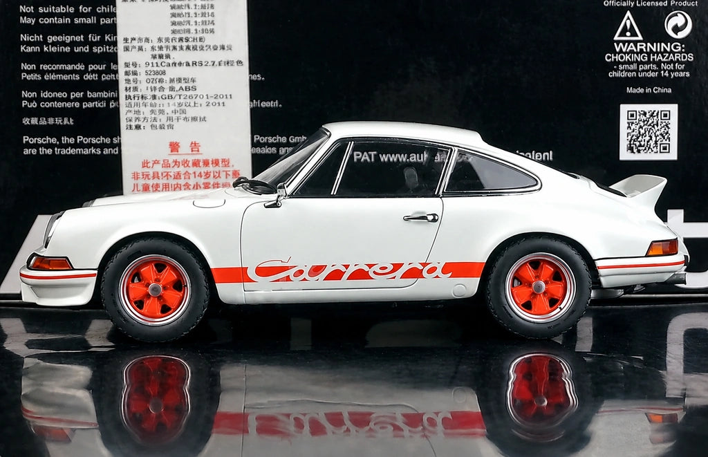 [AutoArt] 1:18 Porsche 1973 911 Carrera RS Modello bianco 2.7 Auto in Metallo Pressofuso