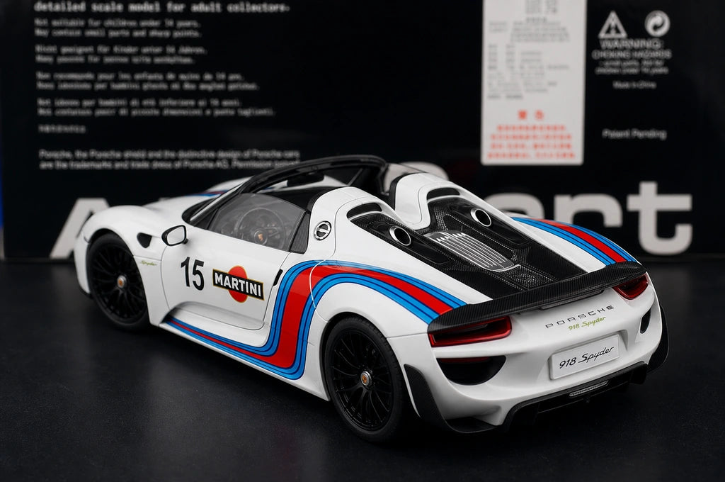 [AutoArt] 1:18 Porsche 2013 918 Spyder Martini Livery modello di auto in metallo pressofuso