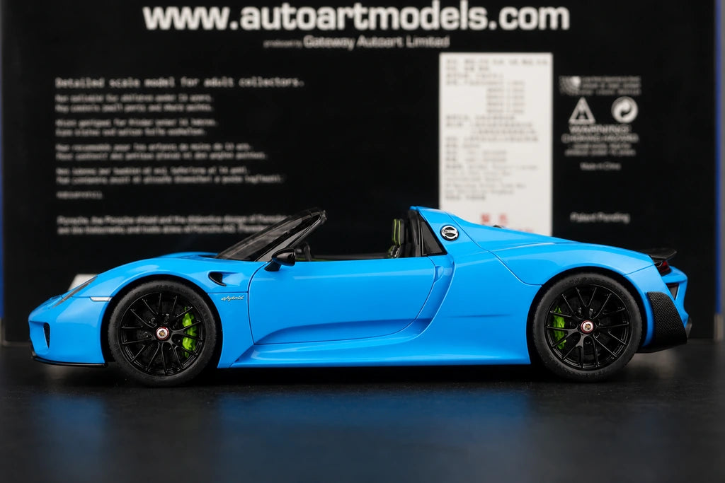 [AutoArt] 1:18 Porsche 2013 918 Spyder Tiffany blu modellino pressofuso