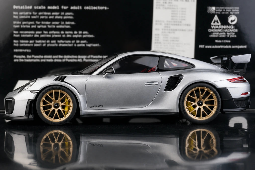 [AutoArt] 1:18 Porsche 2018 911 GT2 RS 991.2 Auto modello d'argento in metallo pressofuso