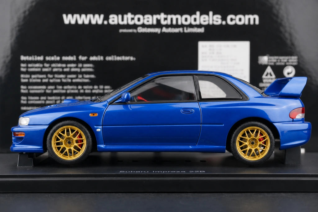 AutoArt Subaru 1998 Impreza 22B Blue 1:18 – Modelo de Metal Fundido em Metal de Coleção