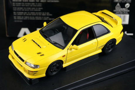 AutoArt Subaru 1998 Impreza WRX Type-R amarelo 1:18 – modelo de coleção em metal fundido