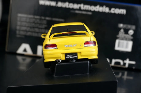 AutoArt Subaru 1998 Impreza WRX Type-R amarelo 1:18 – modelo de coleção em metal fundido