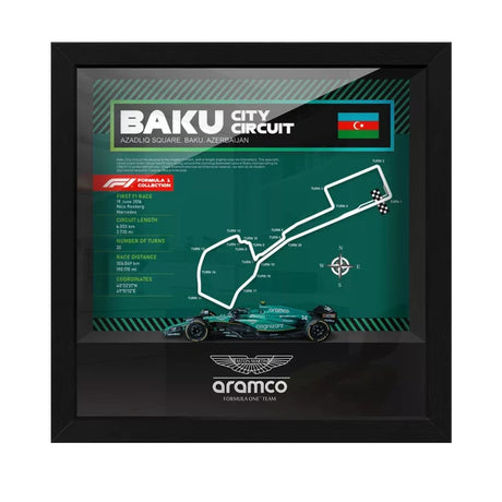 Aston Martin F1 Mapa del Circuito Fernando Alonso Exhibición de coches en miniatura enmarcada