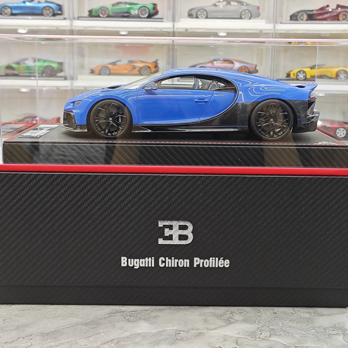 BBA Bugatti 2022 Chiron Profilee Blue 1:18 – keräilyhartsimallihartsi