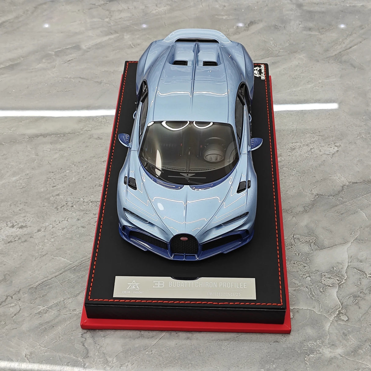 BBA Bugatti 2022 Chiron Profilee Ice Blue 1:18 – keräilyhartsimallihartsi