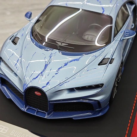 BBA Bugatti 2022 Chiron 프로필 아이스 블루 마블 1:18 – 수집용 레진 모델 레진