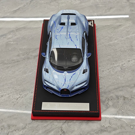 BBA Bugatti 2022 Chiron 프로필 아이스 블루 마블 1:18 – 수집용 레진 모델 레진