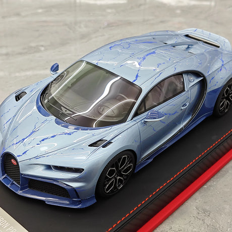BBA Bugatti 2022 Chiron 프로필 아이스 블루 마블 1:18 – 수집용 레진 모델 레진