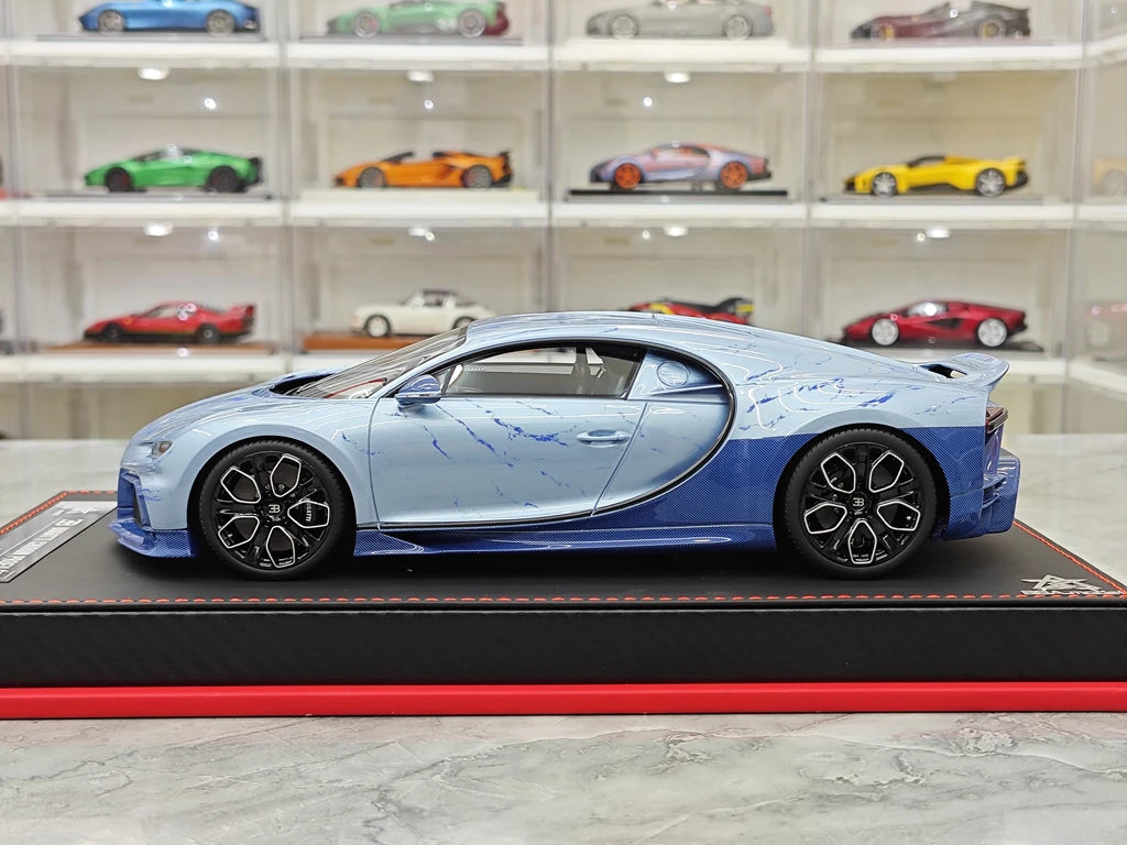 BBA Bugatti 2022 Chiron Profilee Ice Blue Marble 1:18 – نموذج راتنج قابل للجمع
