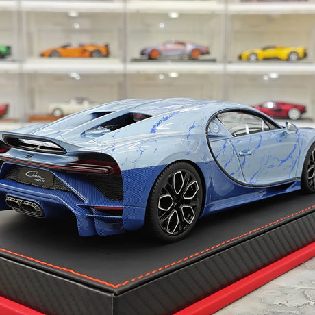 BBA Bugatti 2022 Chiron 프로필 아이스 블루 마블 1:18 – 수집용 레진 모델 레진