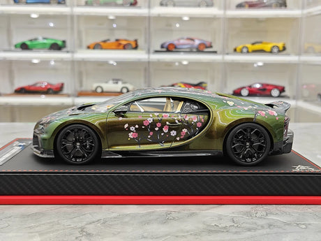 BBA Bugatti 2022 Chiron 프로필 사쿠라 그라디언트 그린 1:18 – 수집용 레진 모델 레진