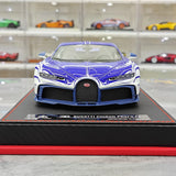 BBA Bugatti 2022 Chiron Profilee الأبيض والأزرق 1:18 – راتنج نموذجي قابل للجمع