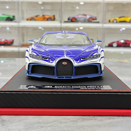 BBA Bugatti 2022 Chiron 프로필 화이트 앤 블루 1:18 – 수집용 레진 모델 레진