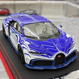BBA Bugatti 2022 Chiron Profilee الأبيض والأزرق 1:18 – راتنج نموذجي قابل للجمع