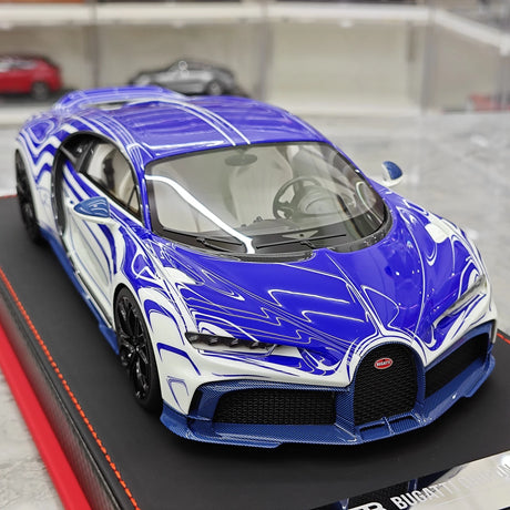 BBA Bugatti 2022 Chiron 프로필 화이트 앤 블루 1:18 – 수집용 레진 모델 레진
