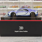 BBA Bugatti 2022 Chiron Profilee الأبيض والأزرق 1:18 – راتنج نموذجي قابل للجمع