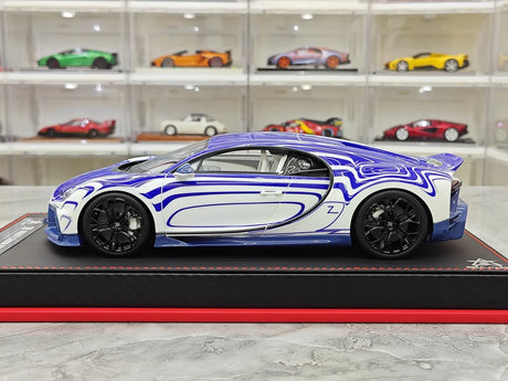 BBA Bugatti 2022 Chiron 프로필 화이트 앤 블루 1:18 – 수집용 레진 모델 레진