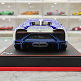 BBA Bugatti 2022 Chiron Profilee الأبيض والأزرق 1:18 – راتنج نموذجي قابل للجمع
