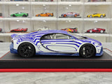 BBA Bugatti 2022 Chiron Profilee الأبيض والأزرق 1:18 – راتنج نموذجي قابل للجمع