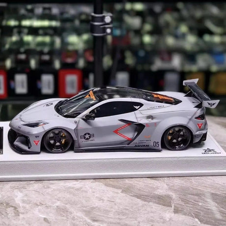 [BBA] 1:18 Chevrolet Corvette C8 LBWK Widebody Gray Model Car Resin
