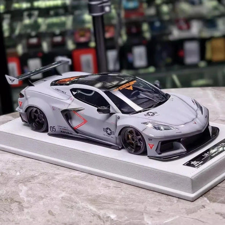 [BBA] 1:18 Chevrolet Corvette C8 LBWK Widebody Gray Model Car Resin