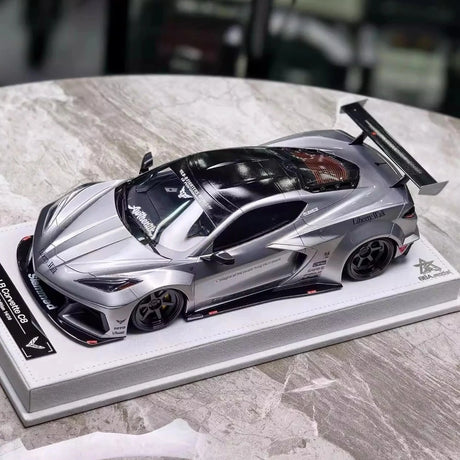 [BBA] 1:18 Chevrolet Corvette C8 LBWK Widebody Silver Model Car Resin