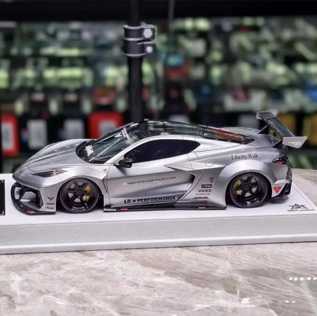 [BBA] 1:18 Chevrolet Corvette C8 LBWK Widebody Silver Model Car Resin