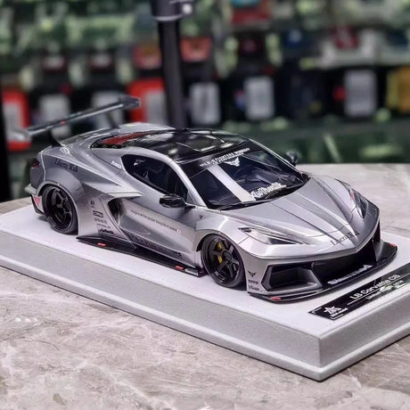 [BBA] 1:18 Chevrolet Corvette C8 LBWK Widebody Silver Model Car Resin