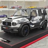 BBA Mercedes-Brabus 2025 G800 Camouflage Blue Badge 1:18 – Résine de modèle en résine de collection