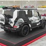 BBA Mercedes-Brabus 2025 G800 Camouflage Blue Badge 1:18 – Résine de modèle en résine de collection