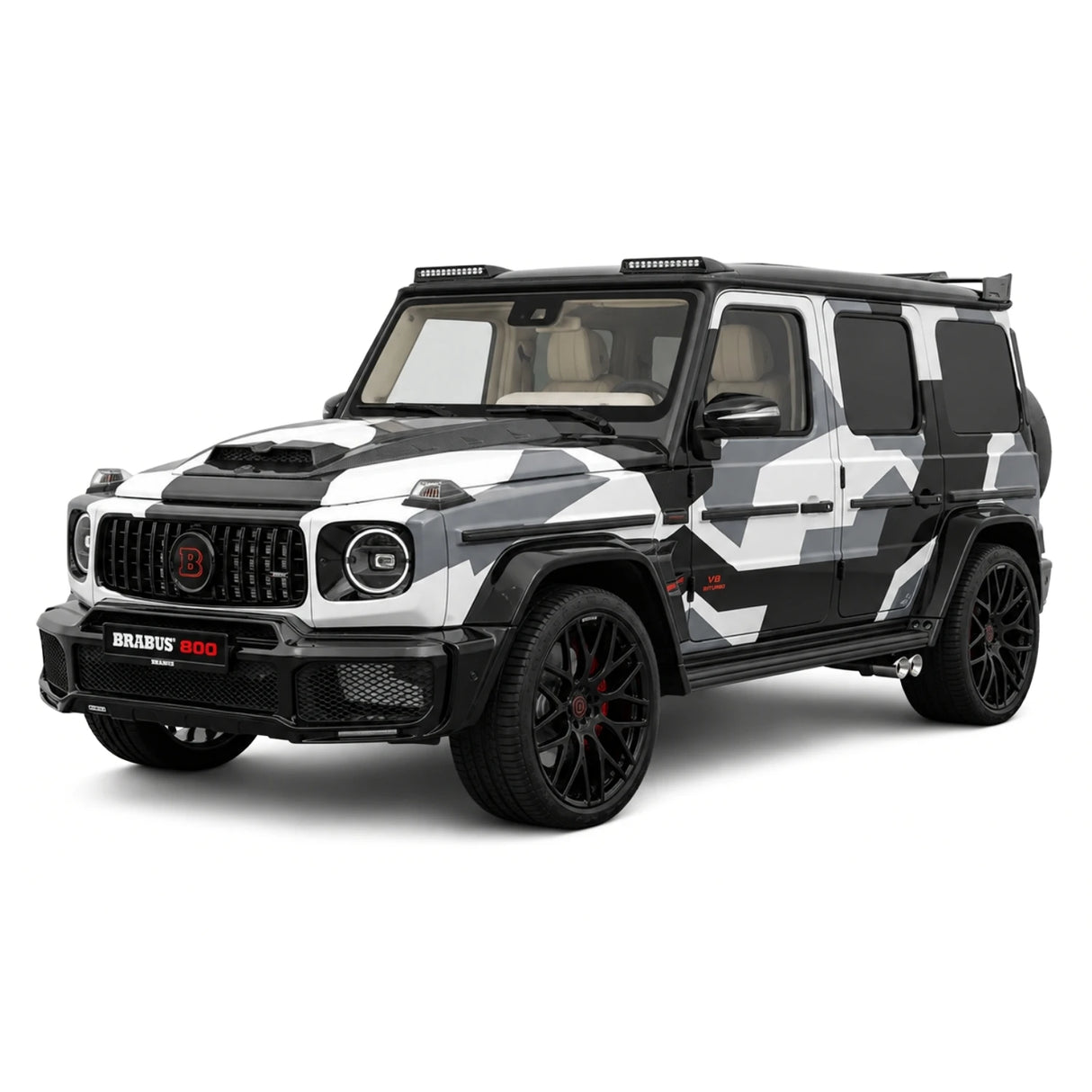 BBA Mercedes-Brabus 2025 G800 Camouflage Red Badge 1:18 – Résine de modèle en résine de collection