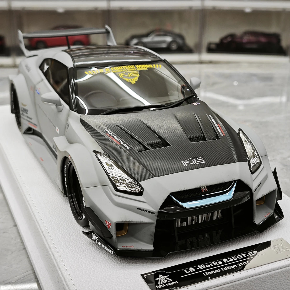 [BBA] 1:18 Nissan GT-R R35 LB-Silhouette Works GT 35GT-RR grigio modellino di auto in resina