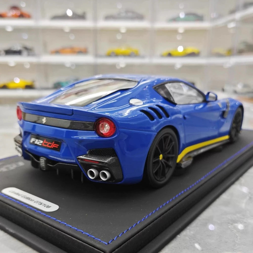 [BBR] 1:18 Ferrari 2015 F12 TDF Blue & Yellow Line Model Car Die-Cast