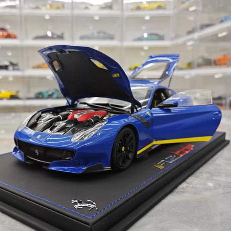[BBR] 1:18 Ferrari 2015 F12 TDF blå & gul Line modellbil Die-Cast