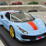 BBR Ferrari 2018 488 Pista Spider Azzurro La Plata 1:18 – Resina modello in resina collezionabile