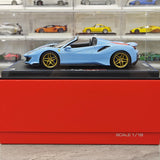 BBR Ferrari 2018 488 Pista Spider Azzurro La Plata 1:18 – Resina modello in resina collezionabile