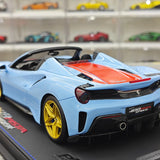 BBR Ferrari 2018 488 Pista Spider Azzurro La Plata 1:18 – Resina modello in resina collezionabile