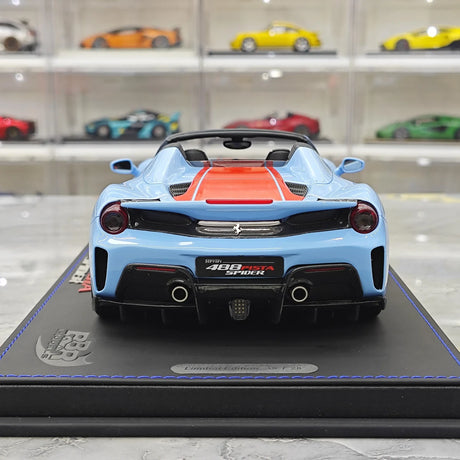 BBR Ferrari 2018 488 Pista Spider Azzurro La Plata 1:18 – Resina de Modelo de Resina de Colección