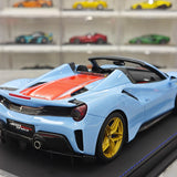 BBR Ferrari 2018 488 Pista Spider Azzurro La Plata 1:18 – Resina modello in resina collezionabile