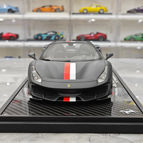 BBR Ferrari 2018 488 Pista Spider Nero Daytona 1:18 – Resina de Modelo de Resina de Colección