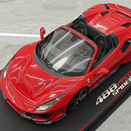 BBR Ferrari 2018 488 Pista Spider Rosso Corsa 1:18 – Resina de Colección para Modelos de Resina
