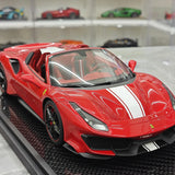 BBR Ferrari 2018 488 Pista Spider Rosso Corsa White Livery 1:18 – Modello in resina collezionabile
