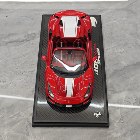 BBR Ferrari 2018 488 Pista Spider Rosso Corsa White Livery 1:18 – Resina de Modelo de Resina de Colección