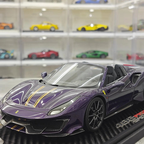 BBR Ferrari 2018 488 Pista Spider Viola Hong Kong 1:18 – Resina modelo de resina coleccionable