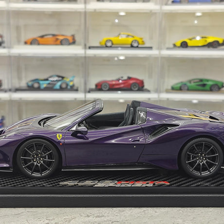 BBR Ferrari 2018 488 Pista Spider Viola Hong Kong 1:18 – Resina modelo de resina coleccionable