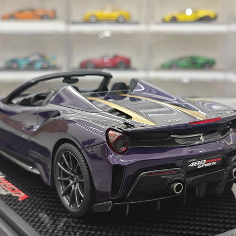 BBR Ferrari 2018 488 Pista Spider Viola Hong Kong 1:18 – Resina modelo de resina coleccionable