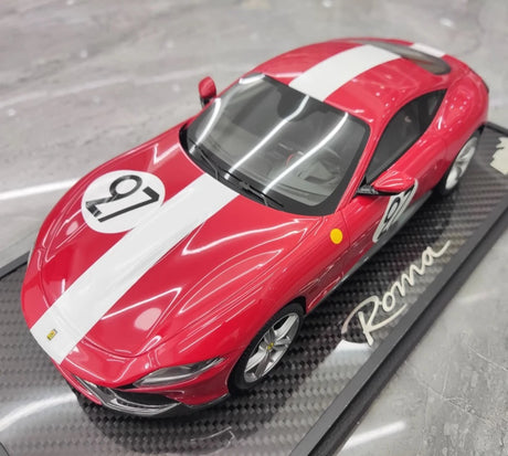 [BBR] 1:18 Ferrari 2020 Roma röd No.27 modellbil harts