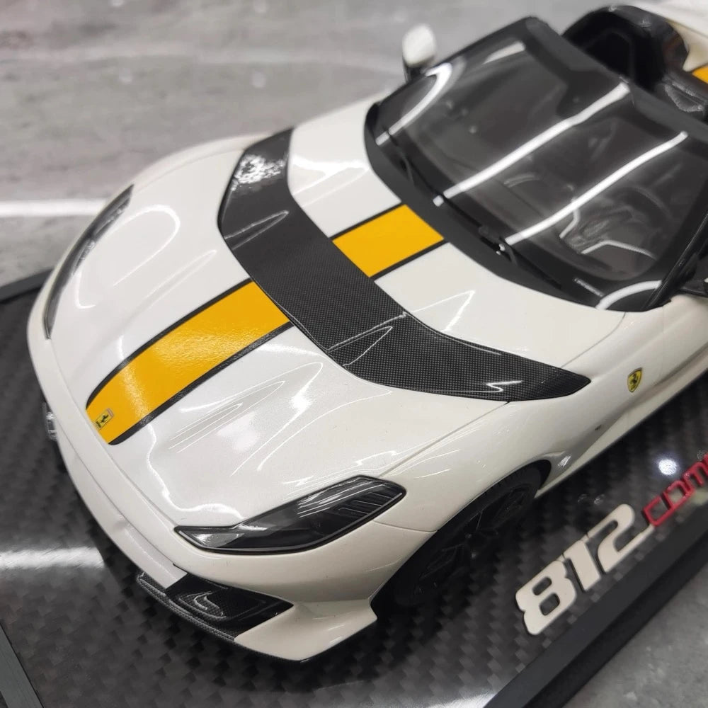 [BBR] 1:18 Ferrari 2021 812 Competizione A blanc & jaune voiture miniature Resin